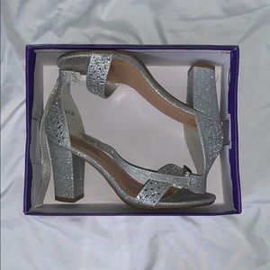 Silver prom heels